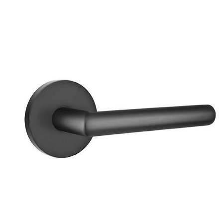 EMTEK Stuttgart Lever Left Hand 2-3/8 in Backset Privacy w/Disk Rose for 1-1/4 in to 2 in Door Flat Black 5209STUUS19LH